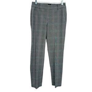 Talbots chatham‎ plaid pants slim leg ankle length black red women's size 2